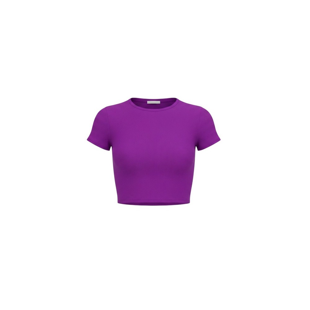rue21 Crop Top Juniors XL Purple NEW Ribbed Knit Short Sleeve Crew Neck